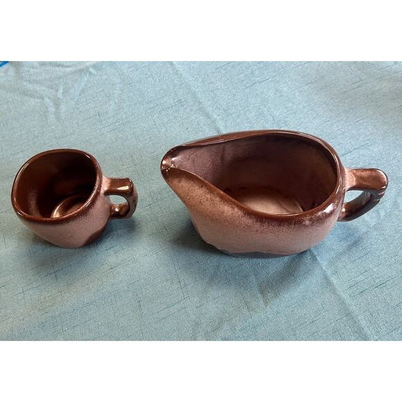 Vintage FRANKOMA Pottery Plainsman Pitcher And Mug In‎ Brown Satin - Picture 3 of 5